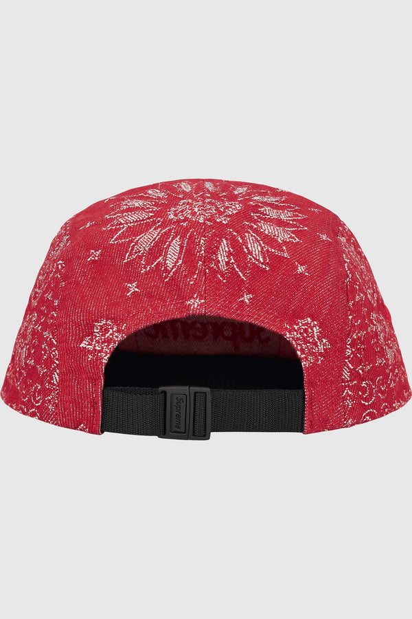 Supreme Bandana Jacquard Denim Camp Cap (SS25) - Red