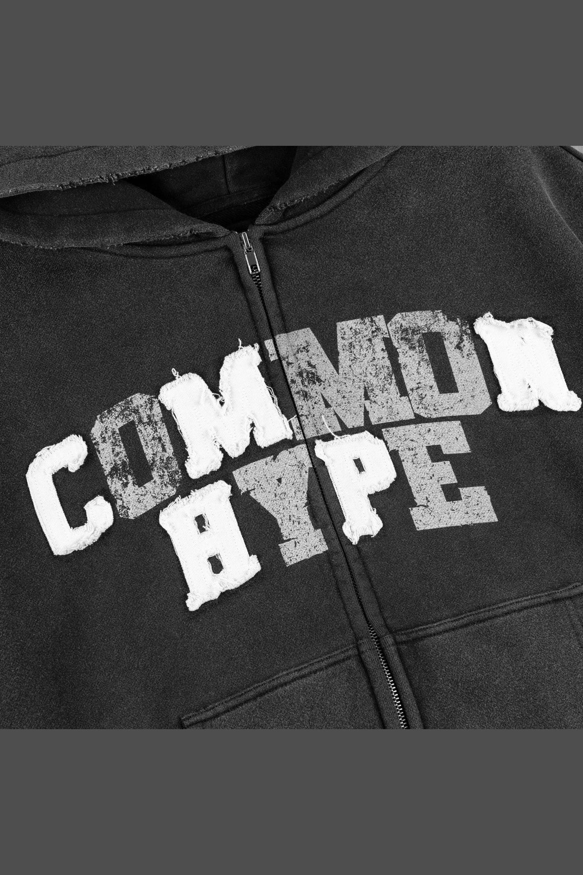 Common Hype Varsity Zip Up Hoodie - Black