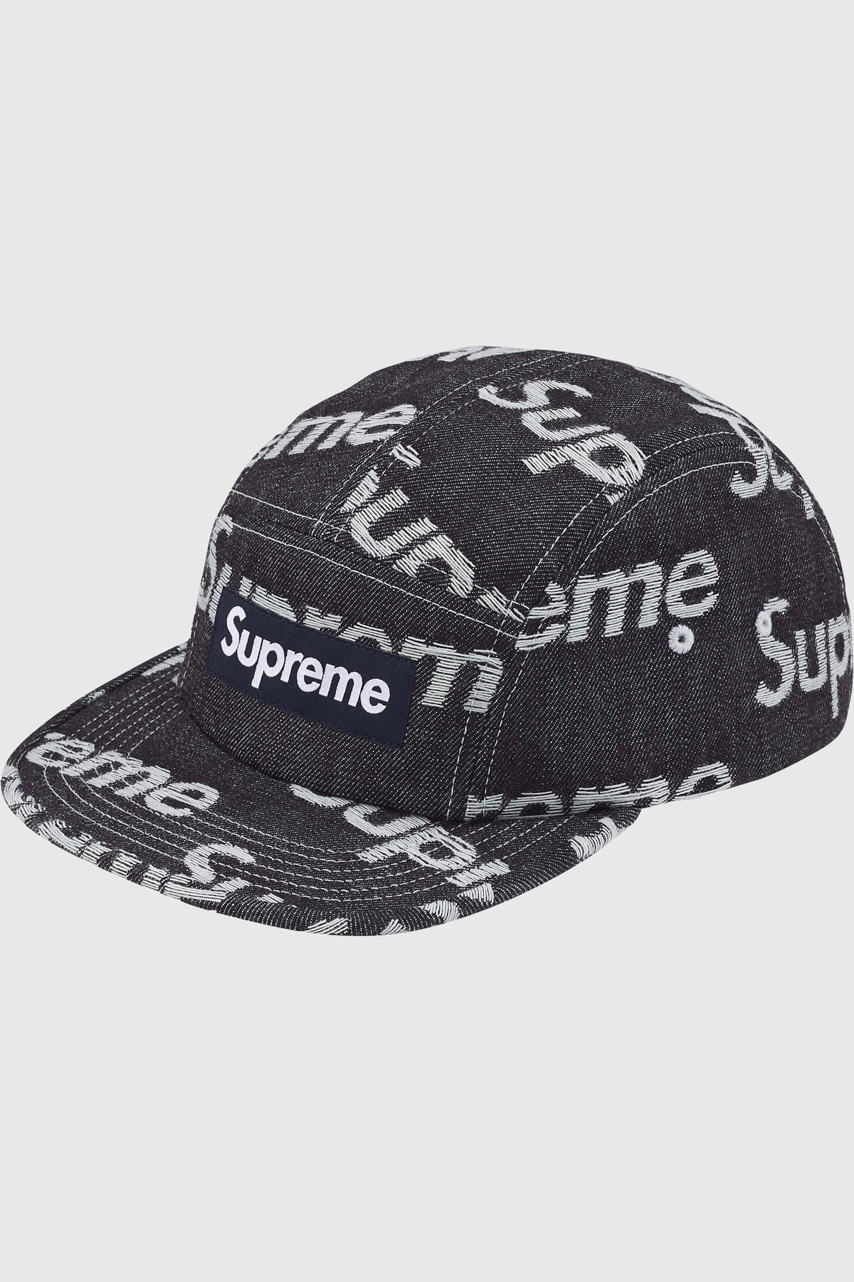 Supreme Supreme Jacquard Logos Denim Camp Cap (SS25) - Rigid Indigo