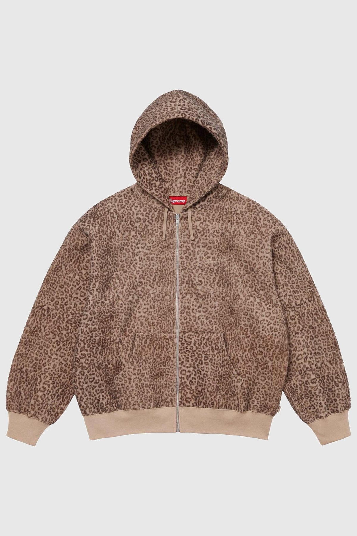 Supreme Pilled Zip-Up Hooded Sweatshirt Cheetah