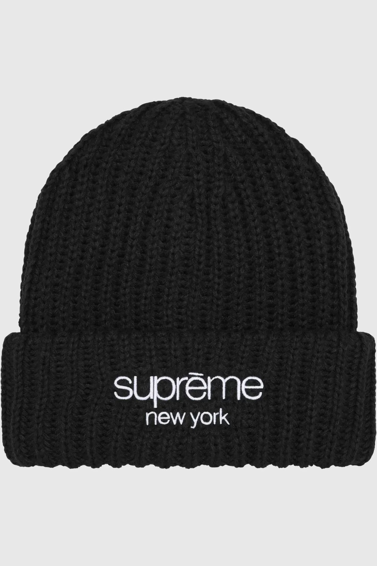 Supreme Classic Logo Chunky Ribbed Beanie Black