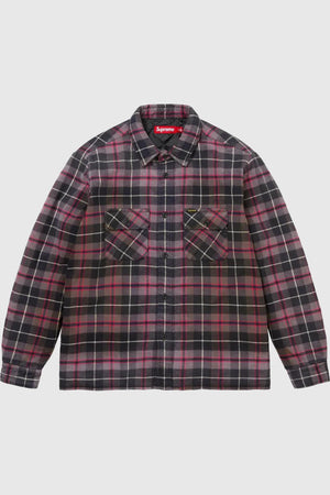 Supreme Quilted Plaid Shirt Grey