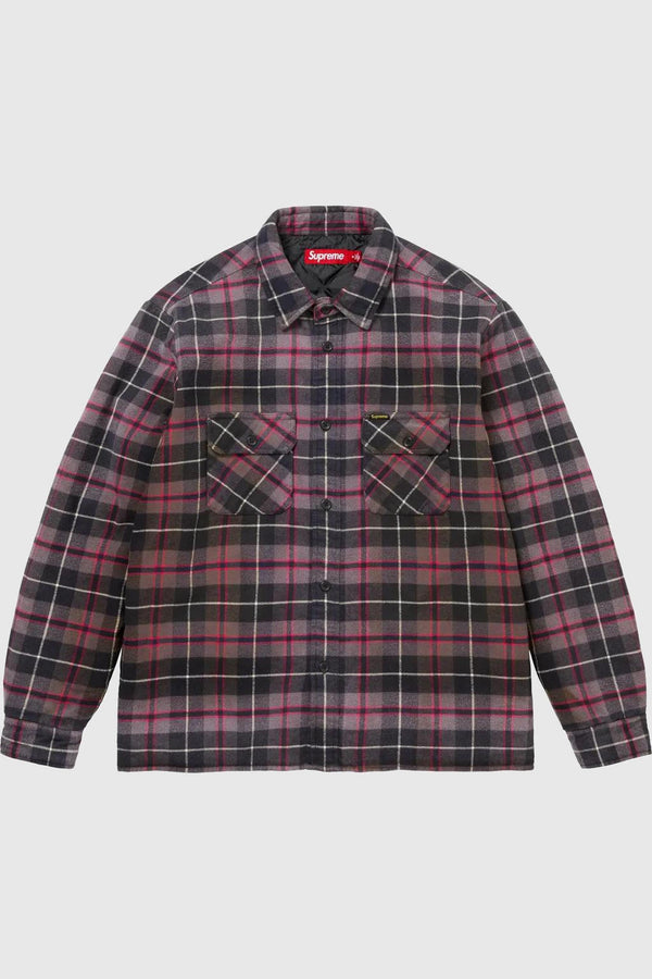 Supreme Quilted Plaid Shirt Grey