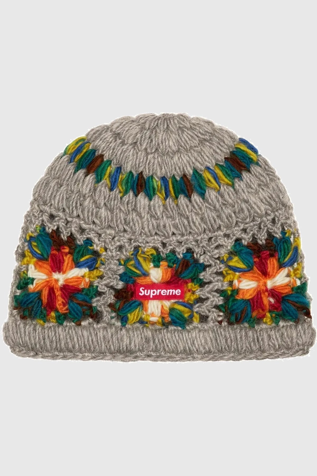 Supreme Crochet Beanie (SS25) - Heather Grey