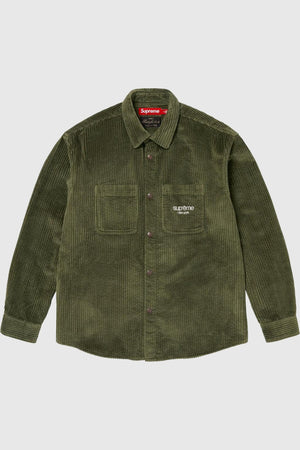 Supreme Wide Wale Corduroy Snap Shirt Green