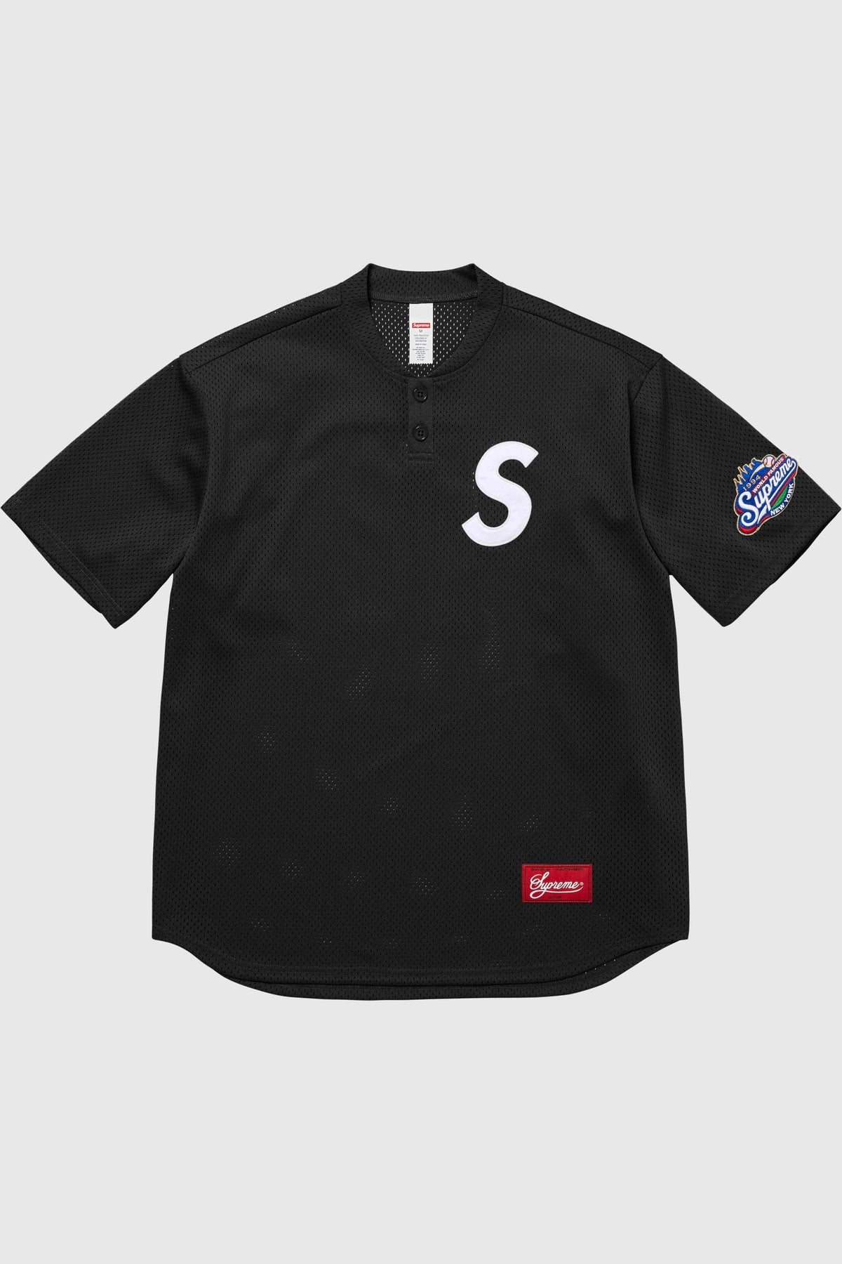 Supreme S Logo Baseball Henley (SS25) - Black