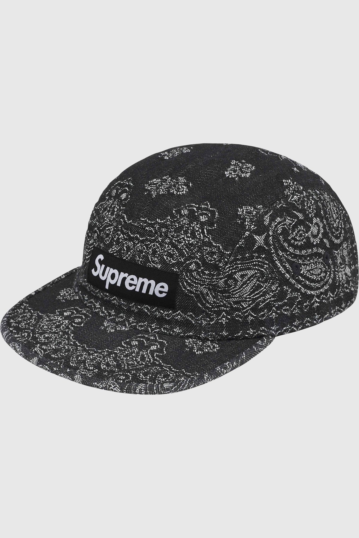 Supreme Bandana Jacquard Denim Camp Cap (SS25) - Black