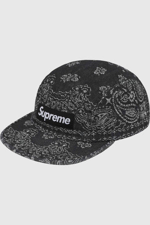 Supreme Bandana Jacquard Denim Camp Cap (SS25) - Black