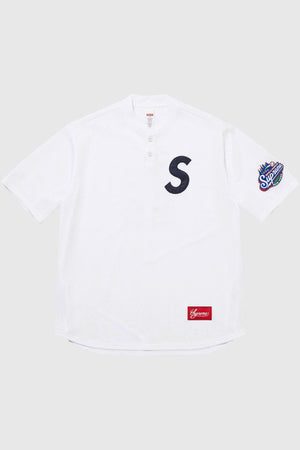 Supreme S Logo Baseball Henley (SS25) - White