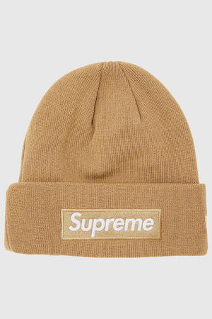 Supreme New Era Box Logo Beanie Dark Sand