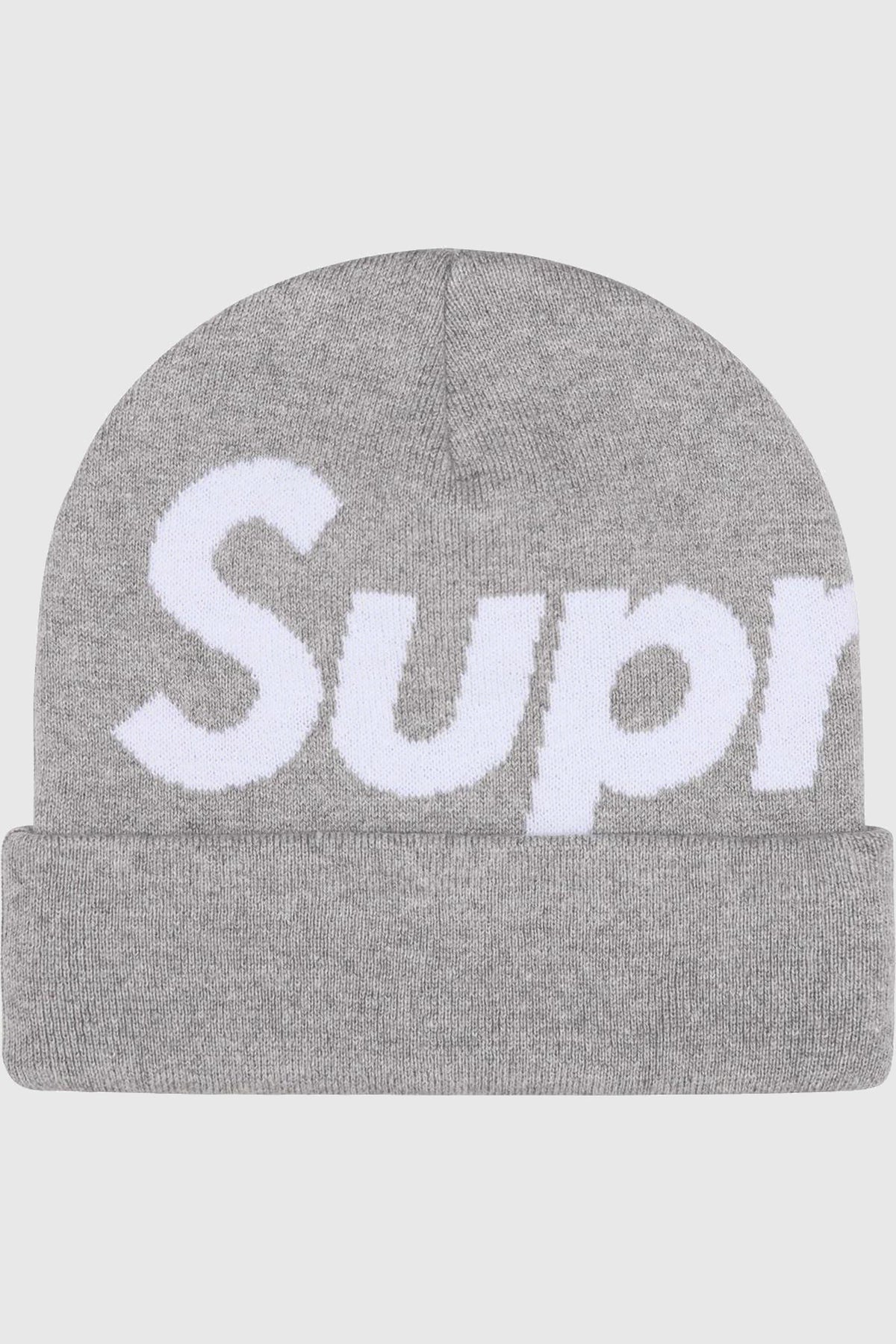 Supreme Big Logo Beanie Heather Grey