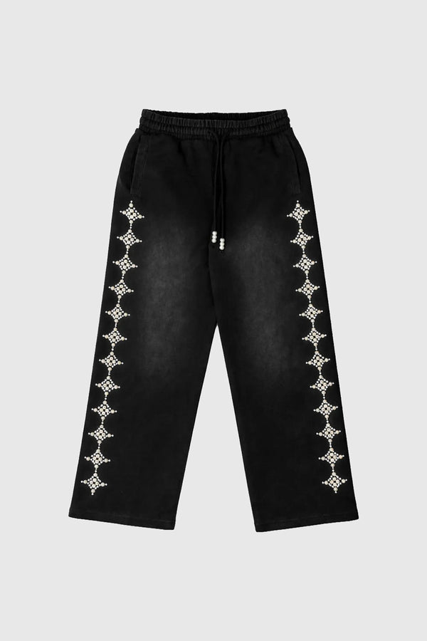 Common Hype Pearled Star Sweatpants - Black