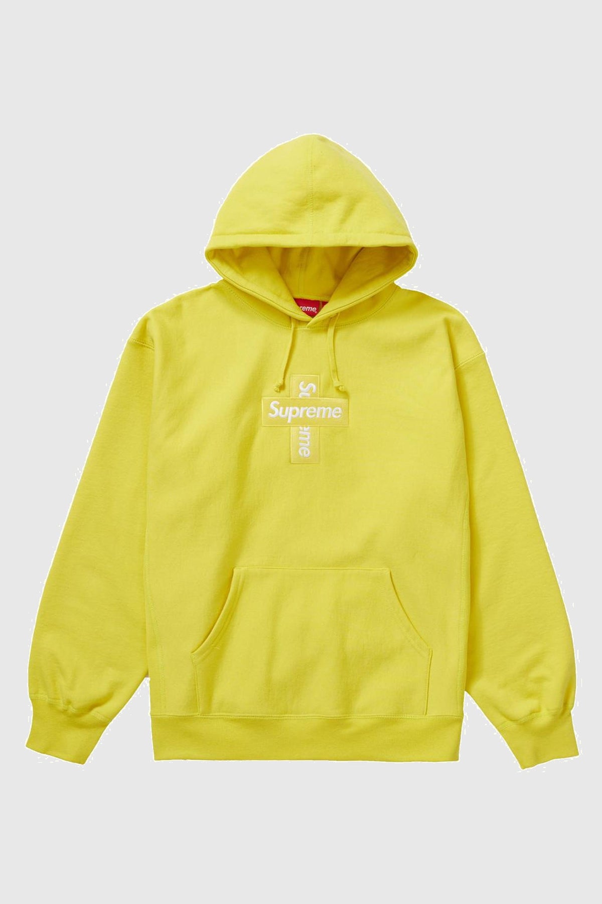 Supreme Cross Box Logo Hooded Sweatshirt Lemon