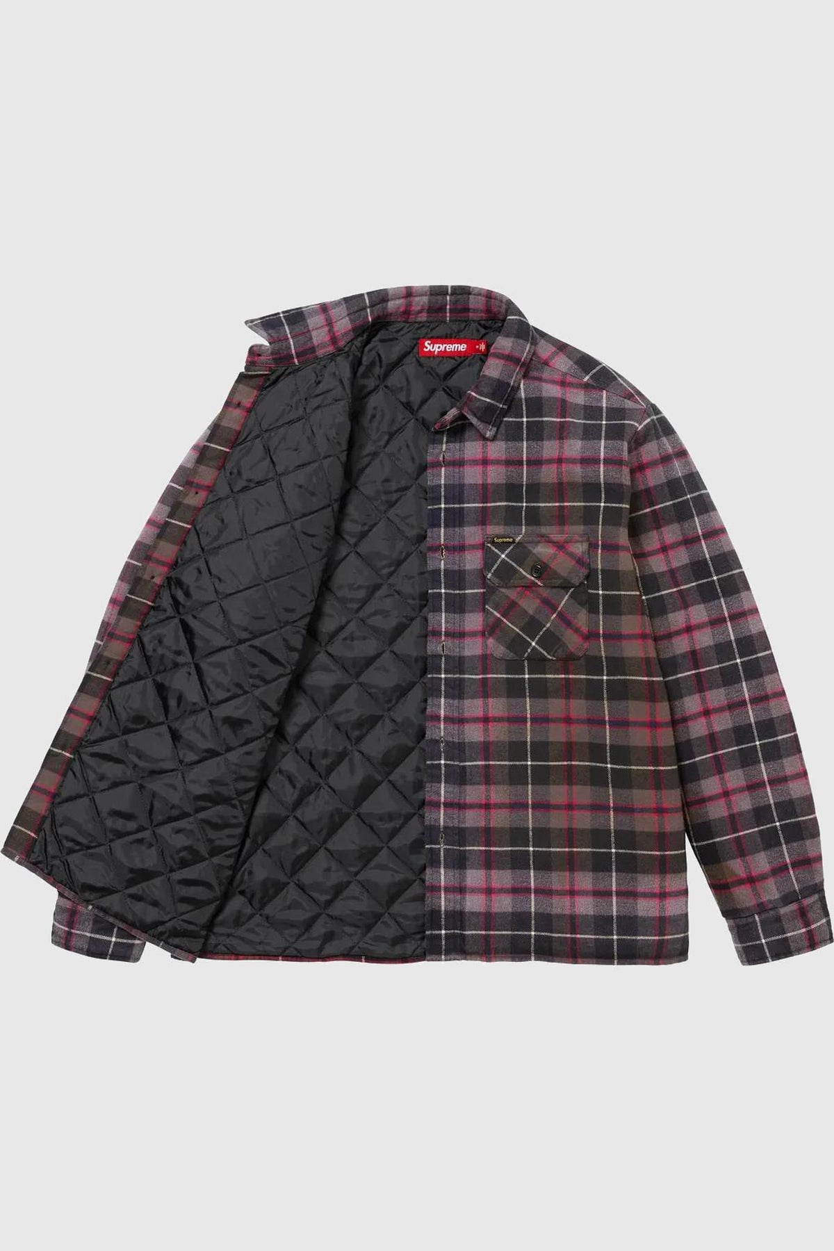 Supreme Quilted Plaid Shirt Grey