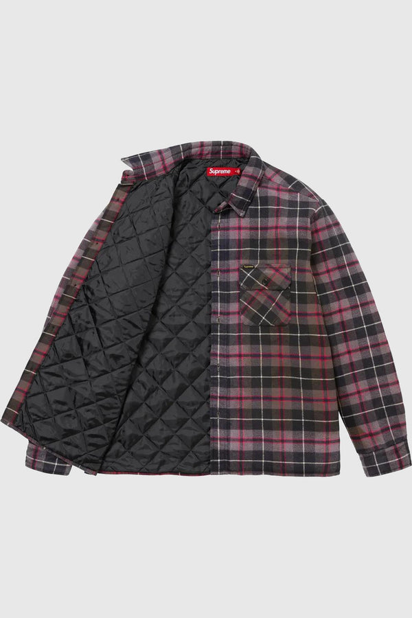 Supreme Quilted Plaid Shirt Grey