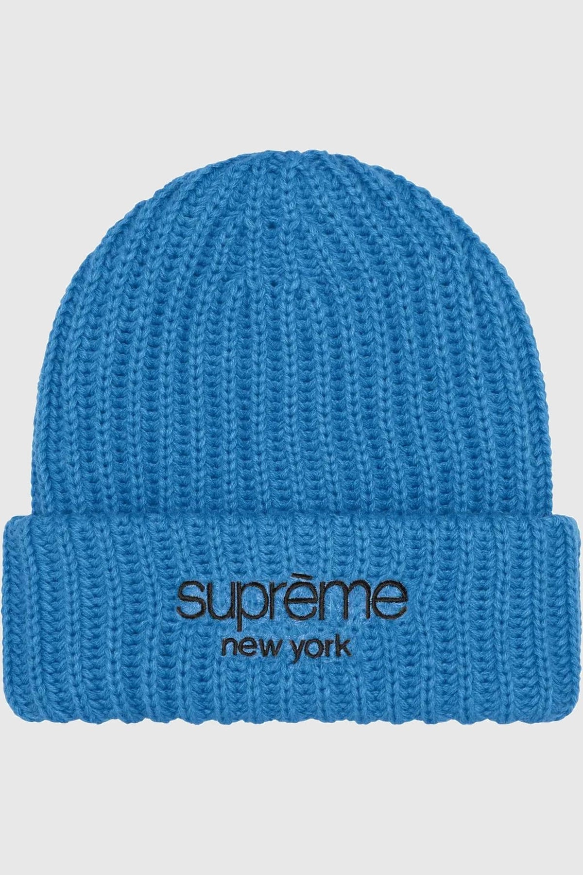Supreme Classic Logo Chunky Ribbed Beanie Blue