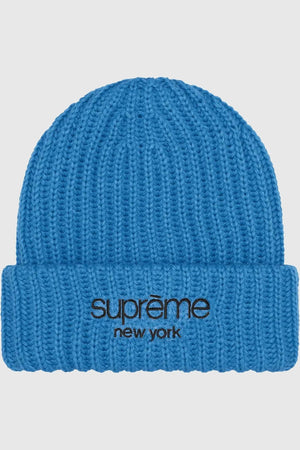 Supreme Classic Logo Chunky Ribbed Beanie Blue
