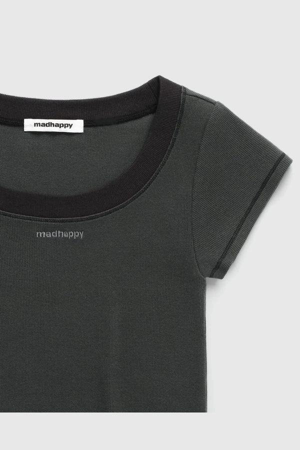 Madhappy Lounge Cropped Rib Tee Charcoal