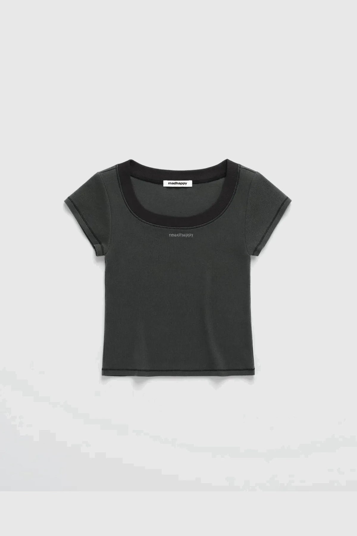 Madhappy Lounge Cropped Rib Tee Charcoal