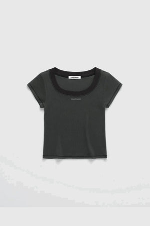 Madhappy Lounge Cropped Rib Tee Charcoal
