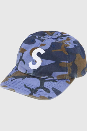 Supreme Pigment Coated S Logo 6-Panel Hat Blue Camo