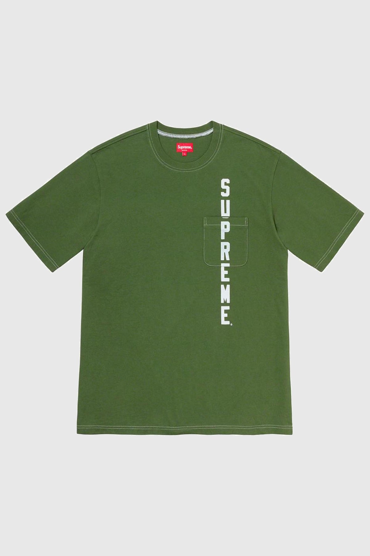Supreme Contrast Stitch Pocket Tee Green