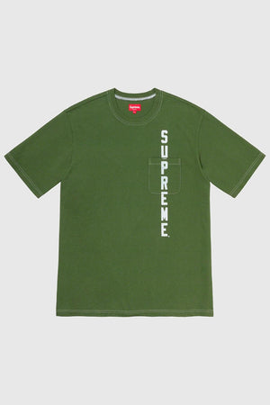 Supreme Contrast Stitch Pocket Tee Green