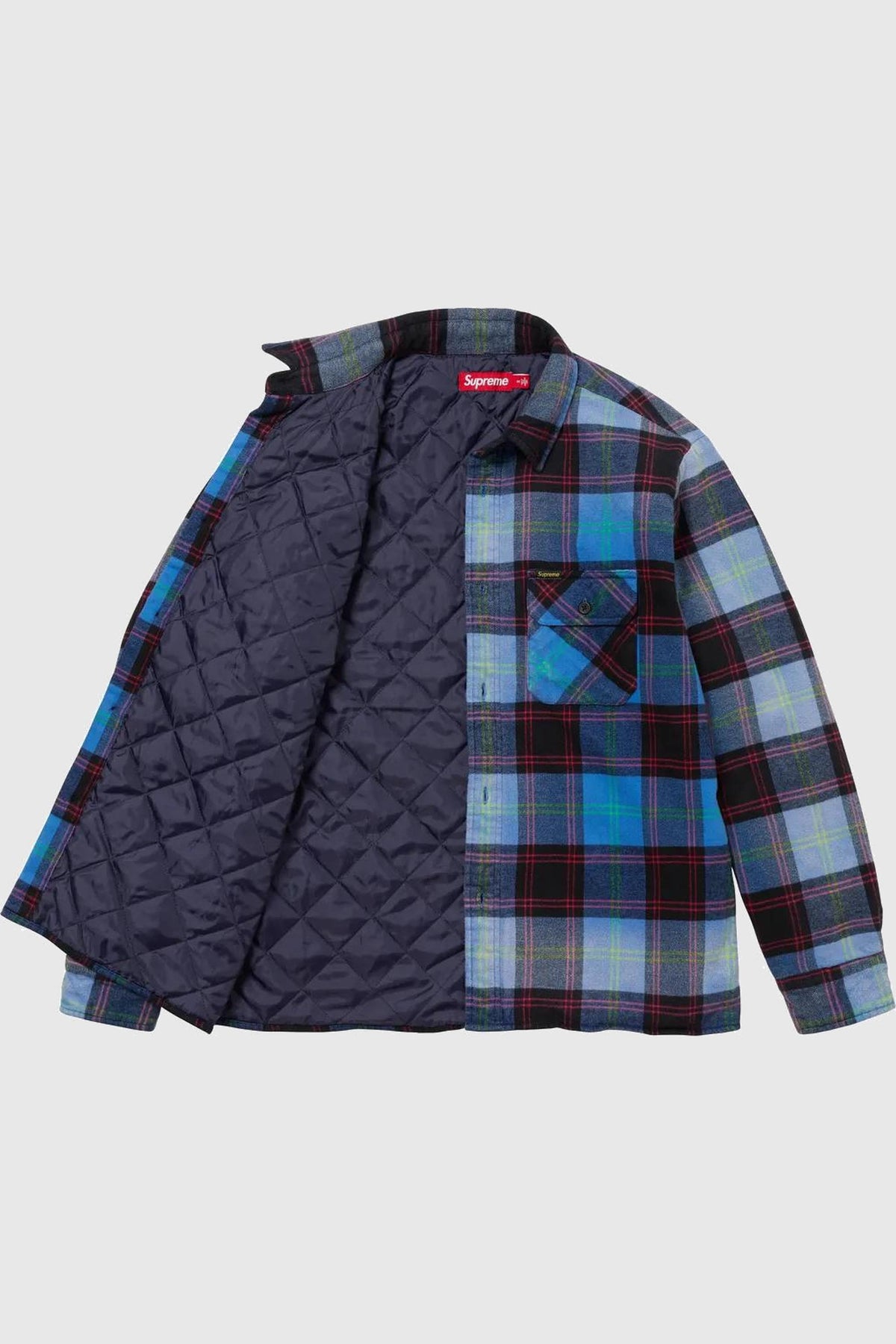 Supreme Quilted Plaid Shirt Blue