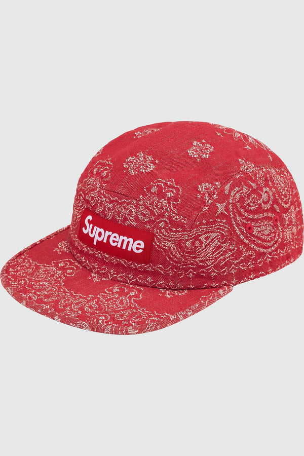 Supreme Bandana Jacquard Denim Camp Cap (SS25) - Red