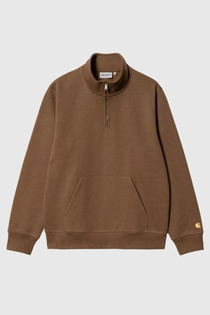Carhartt WIP Chase Neck Zip Crew Sweat Brown