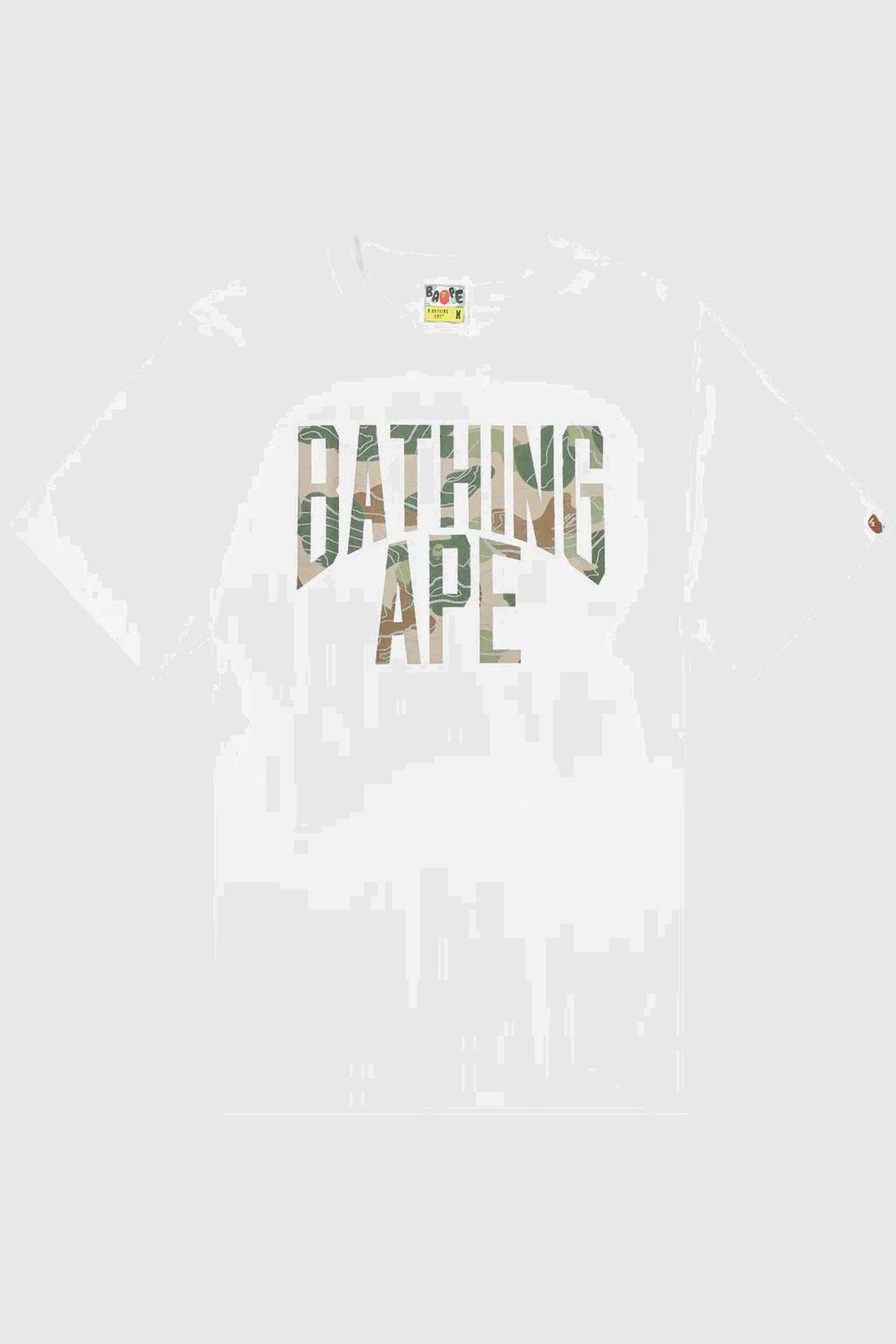 BAPE Layered Line Camo NYC Logo Tee White/Beige