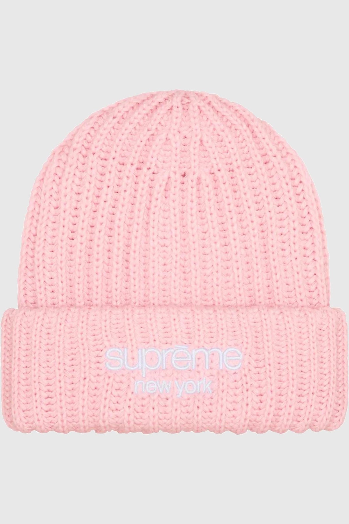 Supreme Classic Logo Chunky Ribbed Beanie Light Pink