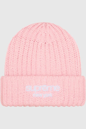 Supreme Classic Logo Chunky Ribbed Beanie Light Pink