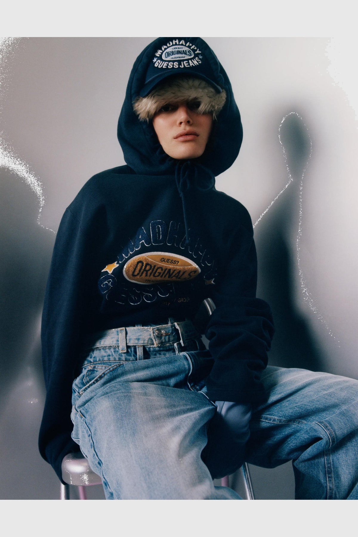 Madhappy Guess Originals Drawcord Hoodie - sapphire