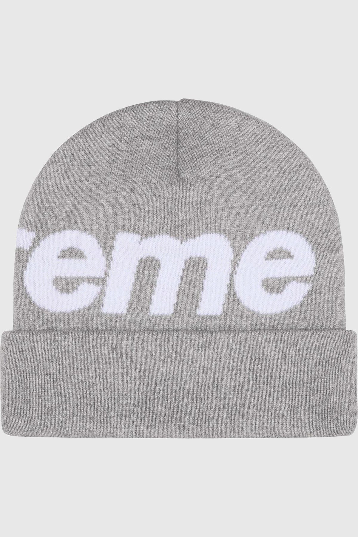 Supreme Big Logo Beanie Heather Grey