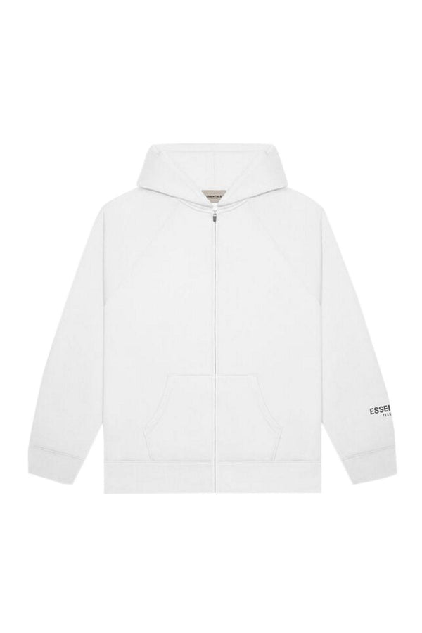 Fear of God Essentials Full Zip Up Hoodie Applique Logo White