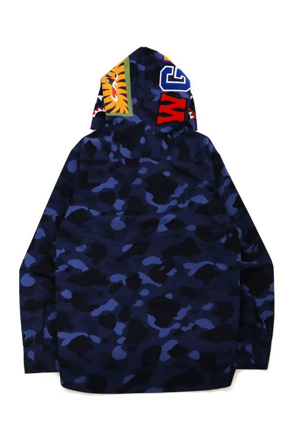BAPE Color Camo Shark Hoodie Shirt (FW21) Navy