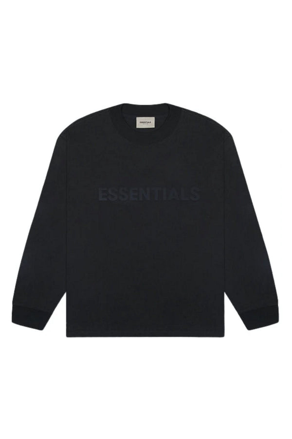 FEAR OF GOD ESSENTIALS 3D Silicon Applique Boxy Long Sleeve T-Shirt Black